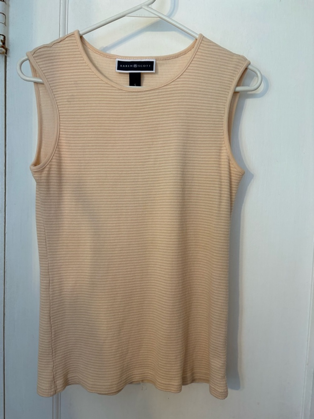 Karen Scott Ribbed Sleeveless Tank Top - light peach